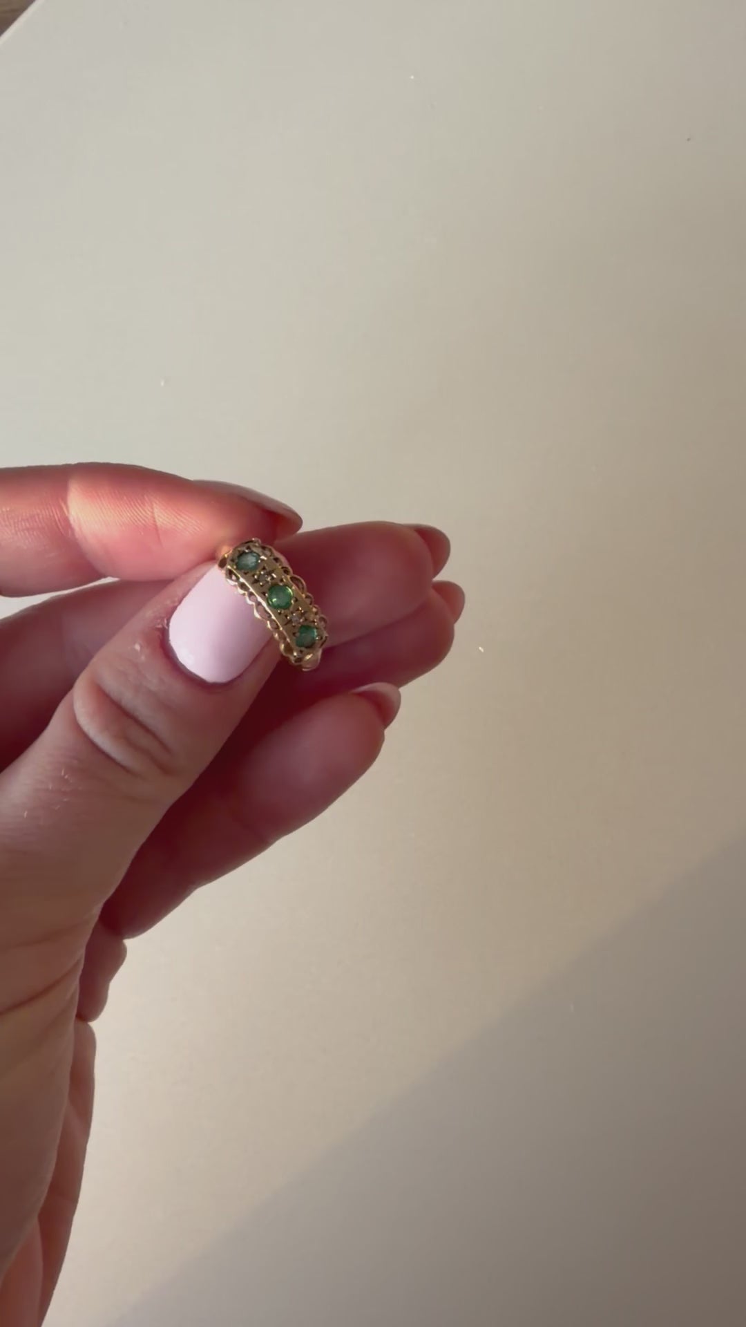 9ct Emerald and Diamond Ring