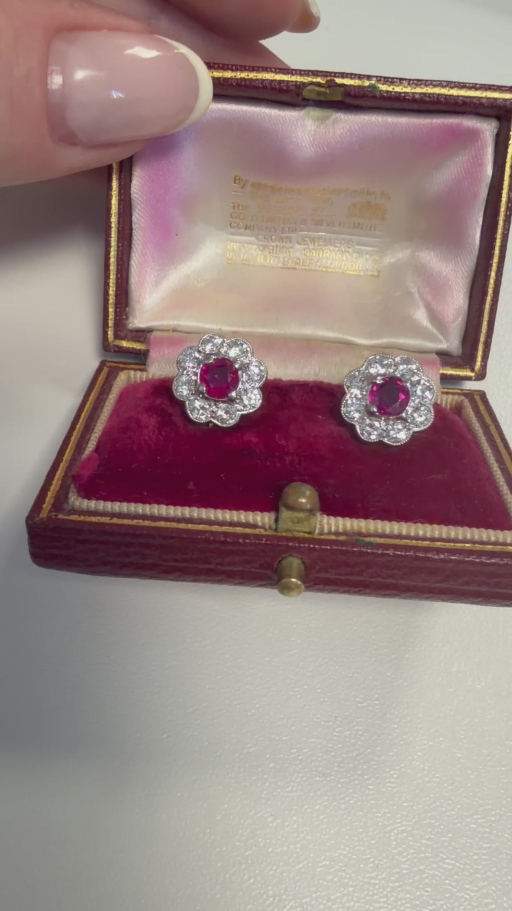 Platinum Diamond and Ruby Earrings