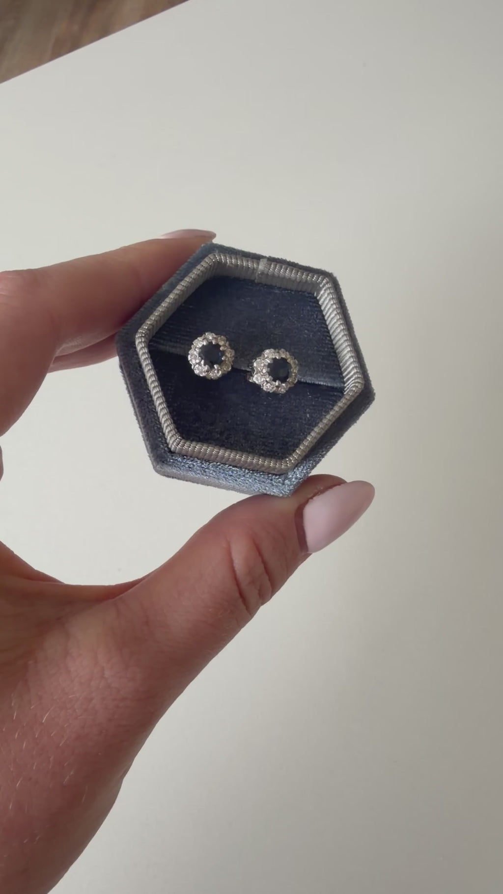 18ct White Gold Sapphire and Diamond Stud Earrings