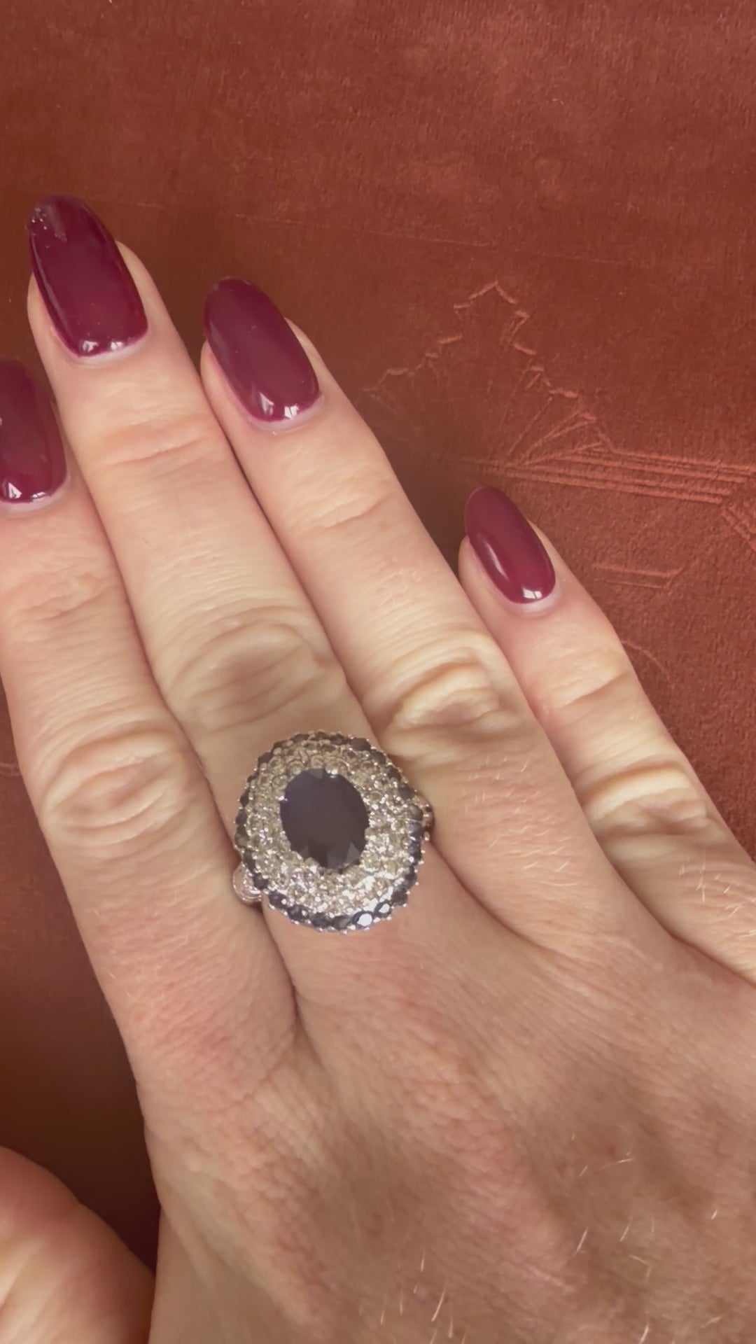 14ct White Gold Diamonds and Sapphire Cluster Ring