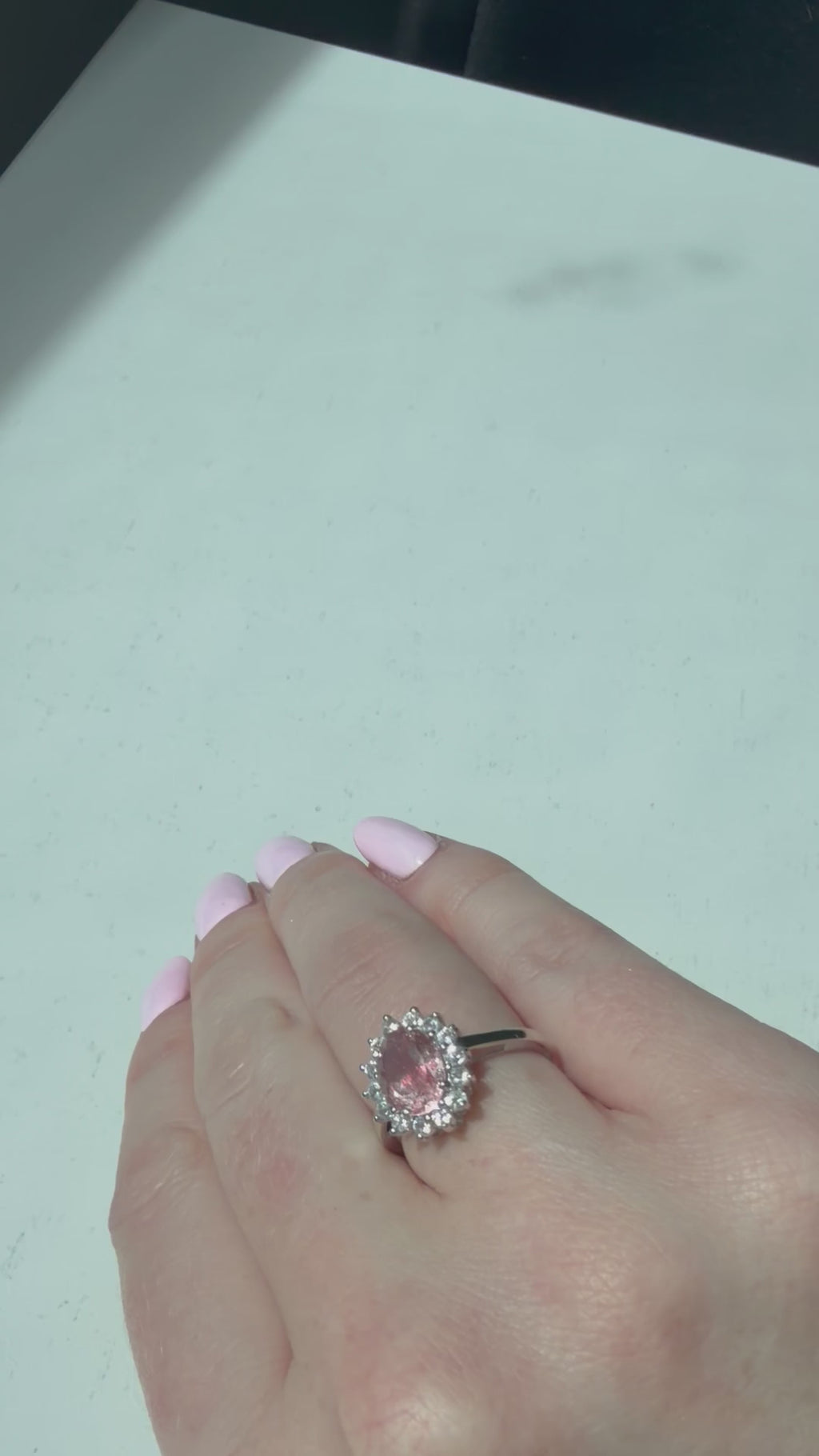 9ct White Gold CZ and Quartz Ring