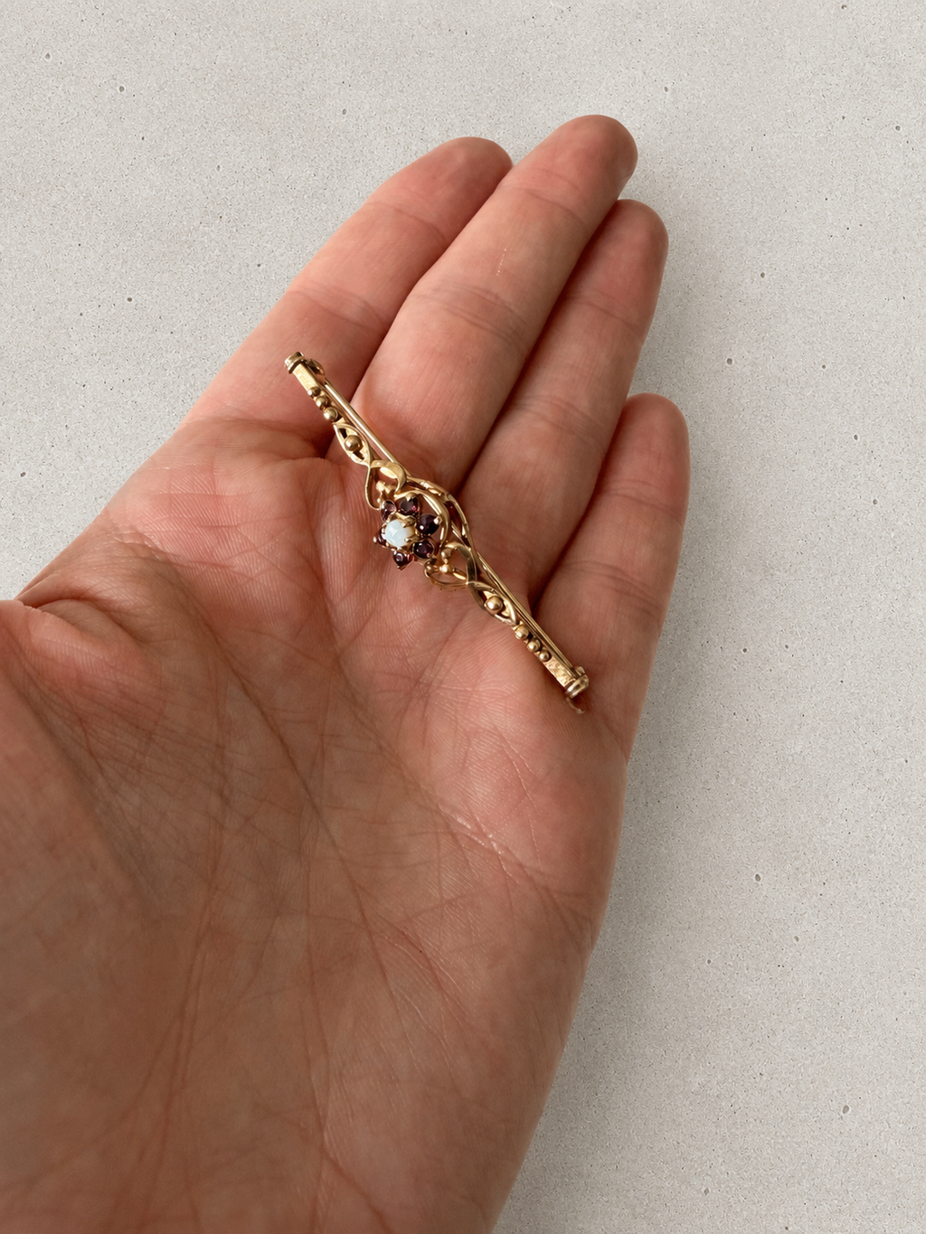 9ct Yellow Gold Opal and Ruby Brooch