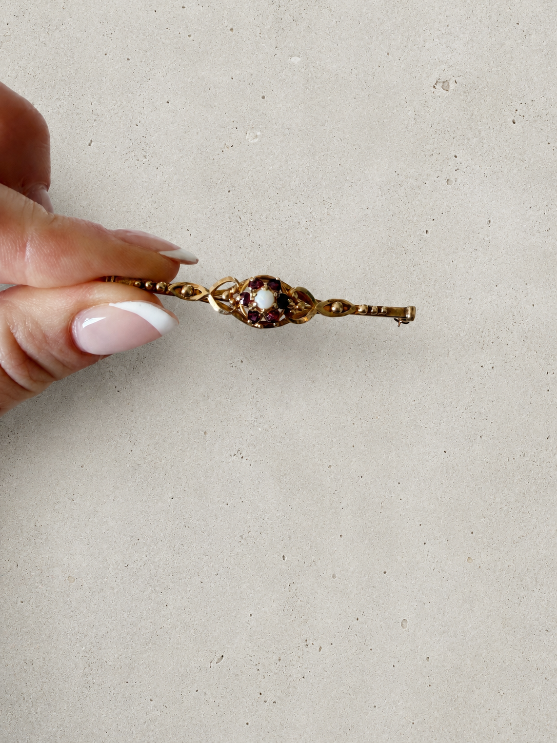 9ct Yellow Gold Opal and Ruby Brooch