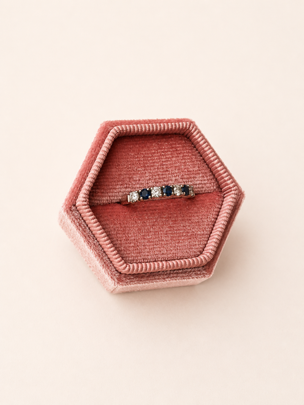 18ct White Gold Diamond and Sapphire Half Eternity Ring