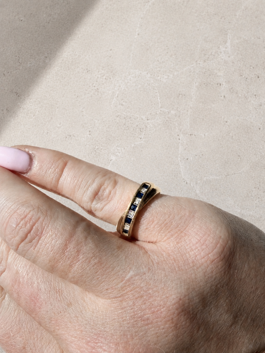 9ct Sapphire and Diamond Twist Ring