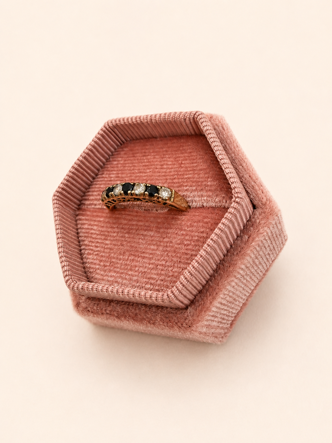 9ct Yellow Gold Sapphire and CZ Half Eternity Ring
