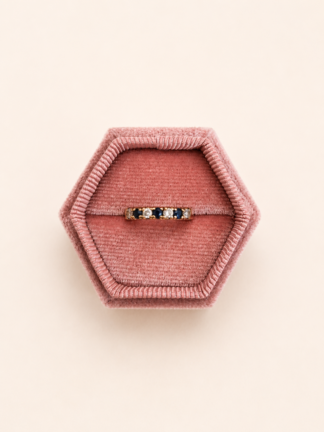 9ct Yellow Gold Sapphire and CZ Half Eternity Ring