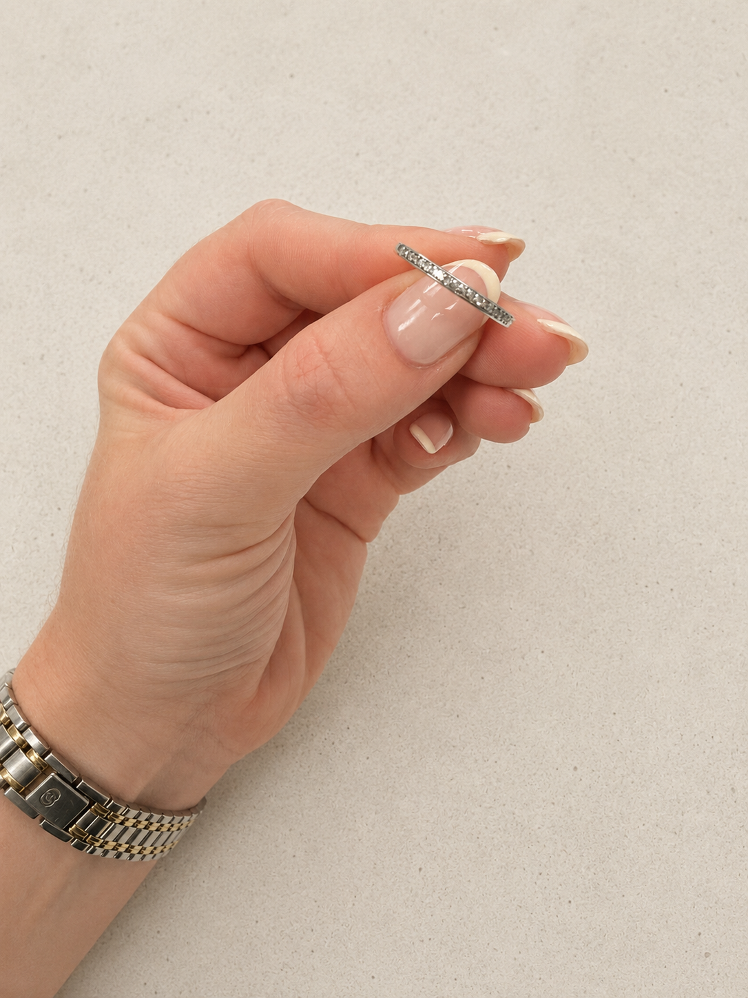 Silver and Diamond Eternity Stacking Ring