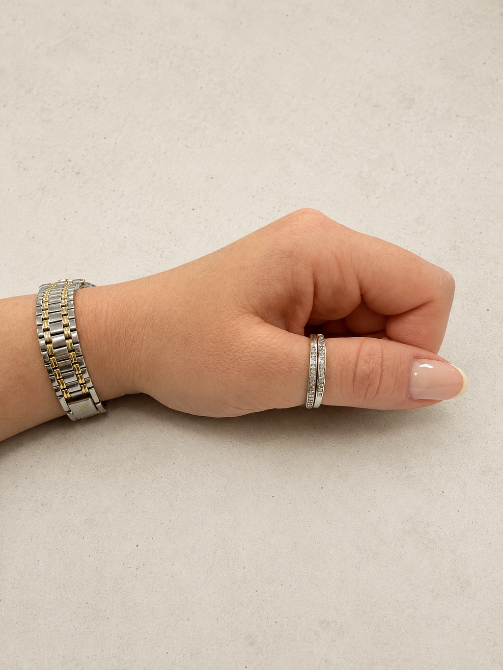 Silver and Diamond Eternity Stacking Ring
