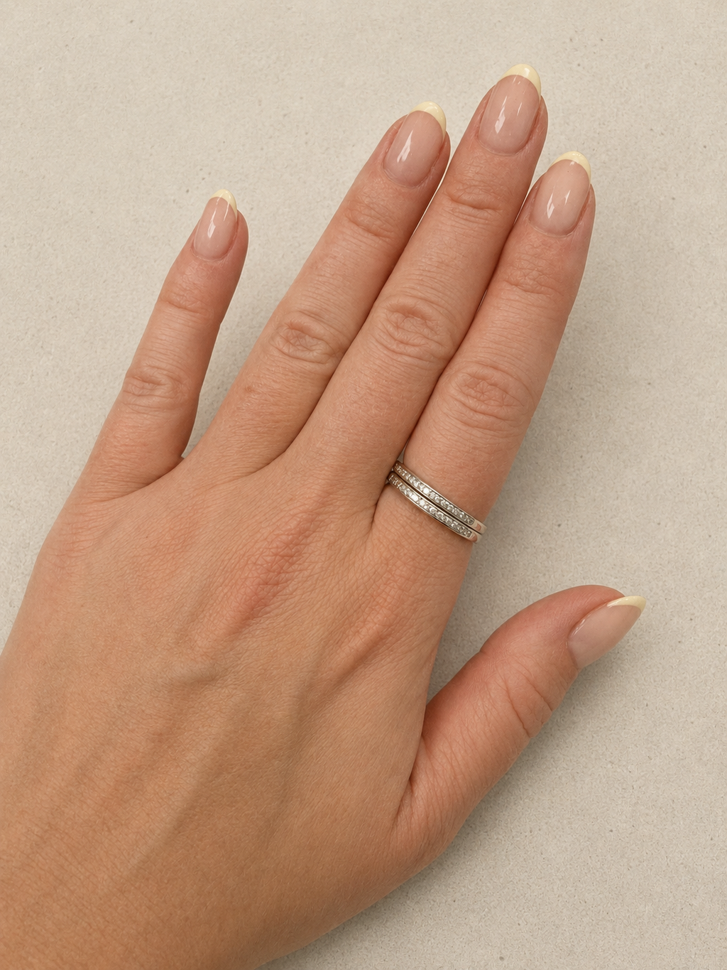 Silver and Diamond Eternity Stacking Ring