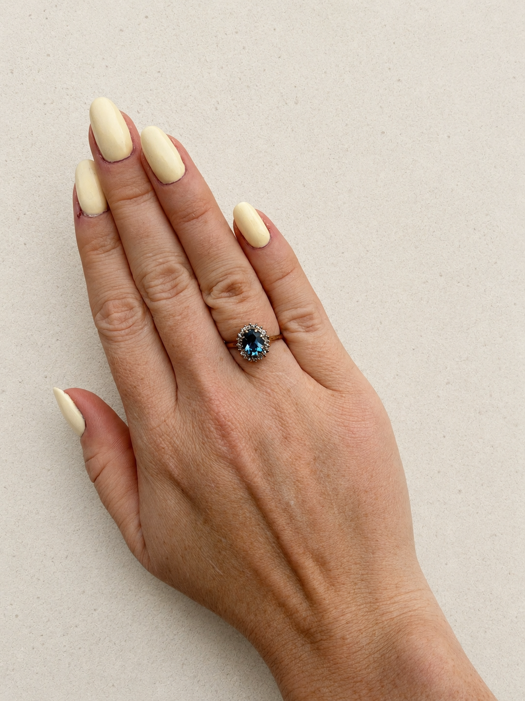 9ct Yellow Gold Topaz and Diamond Cluster Ring