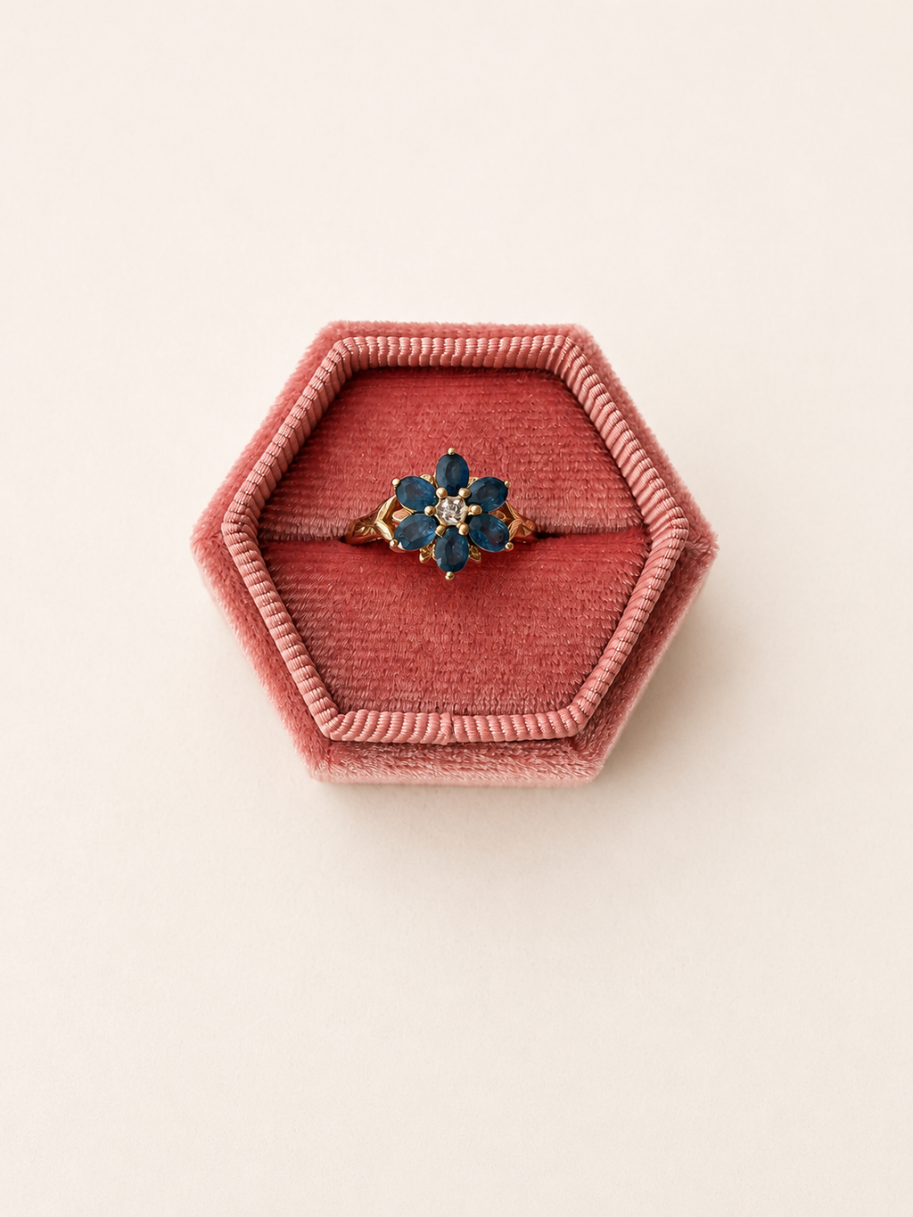 9ct Yellow Gold Topaz and Diamond Flower Ring