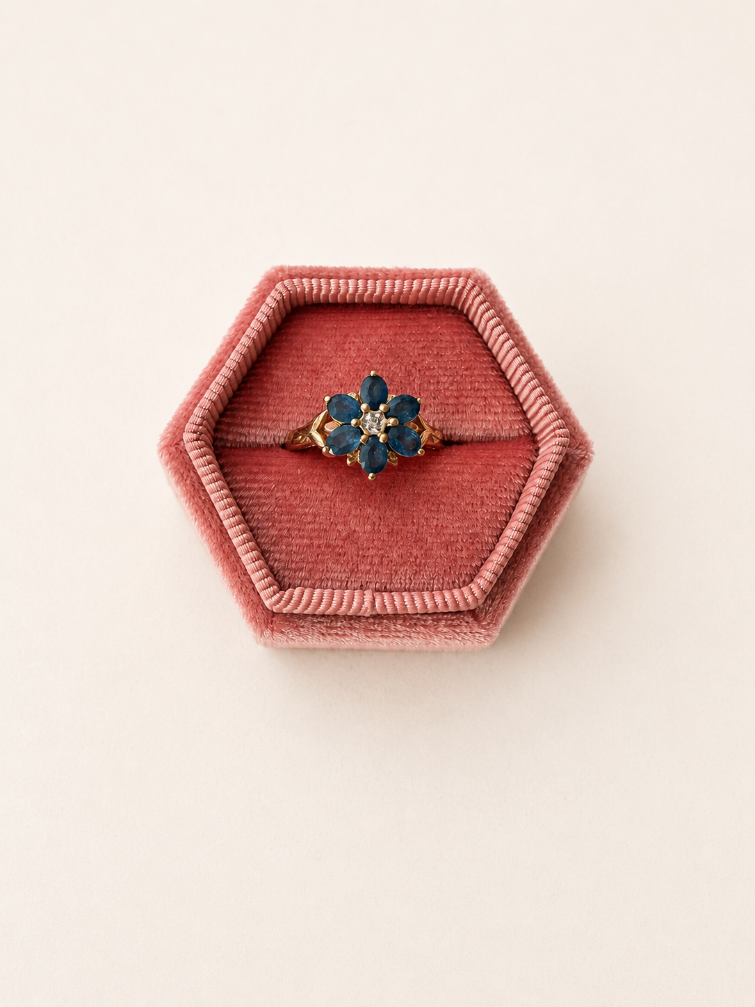 9ct Yellow Gold Topaz and Diamond Flower Ring