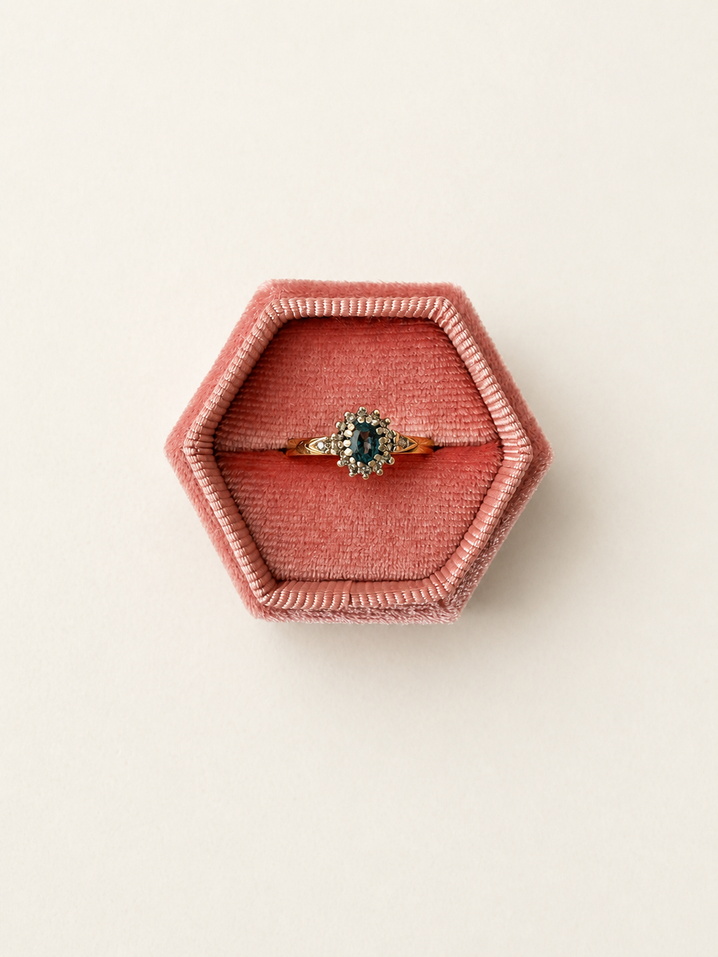 9ct Yellow Gold Topaz and Diamond Cluster Ring